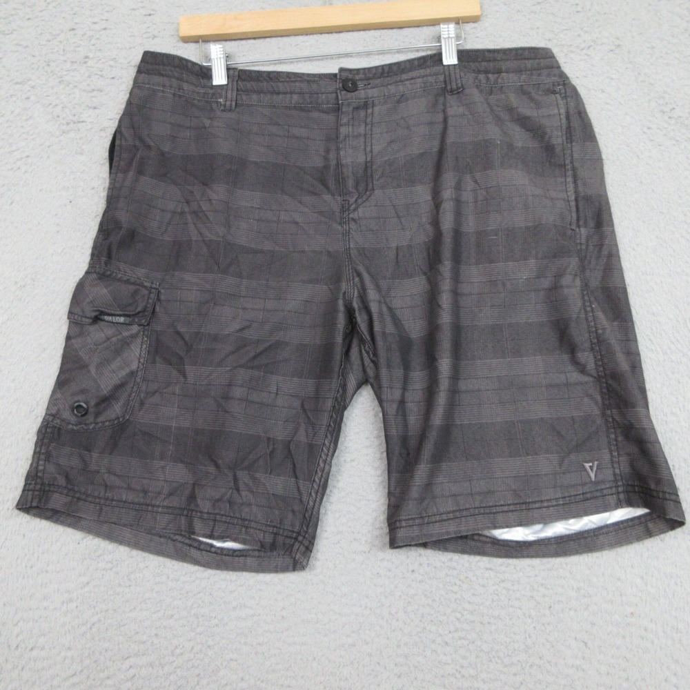 Valor Boardshorts Men 38 Grey Check Surf Skater Swim Trunks Streetwear